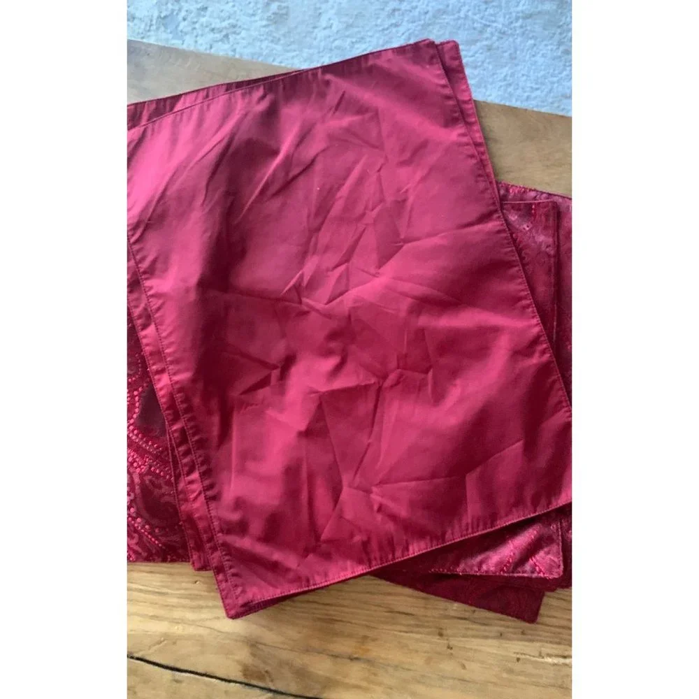 10 burgundy ruby red christmas holiday banquet placemats lot bundle